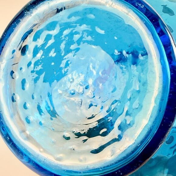 Vintage Empoli Vase Italian Art Glass Flower Bouquet Aqua Blue Optic 8.5" MCM - Picture 4 of 6